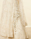Daisy Cream Floral Embroidered Sequinned Lehenga image number 3